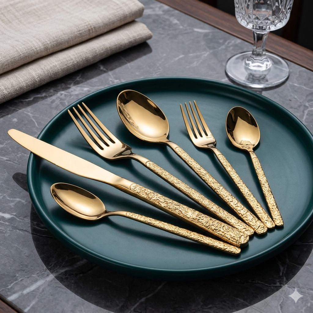 Stainless Steel Western Cutlery Set – Fork, Spoon & Knife Dinner & Dessert Set | Steak Knife Tableware