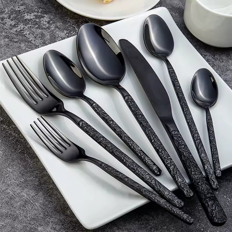Stainless Steel Western Cutlery Set – Fork, Spoon & Knife Dinner & Dessert Set | Steak Knife Tableware