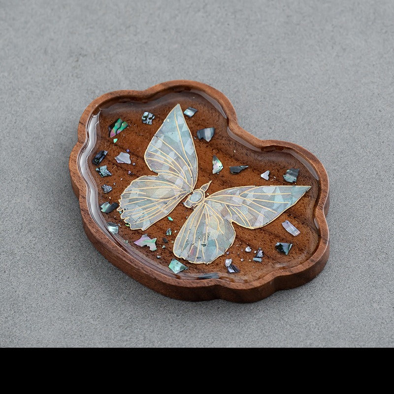 Handmade Resin River Coaster – Walnut & Ebony Wood Epoxy Cup Holder for Home Bar & Coffee Table