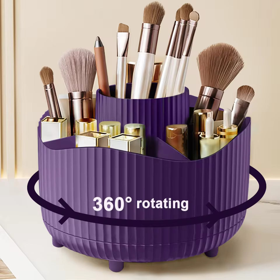 360° Rotating Makeup Organizer – Brush Holder, Lipstick & Jewelry Storage