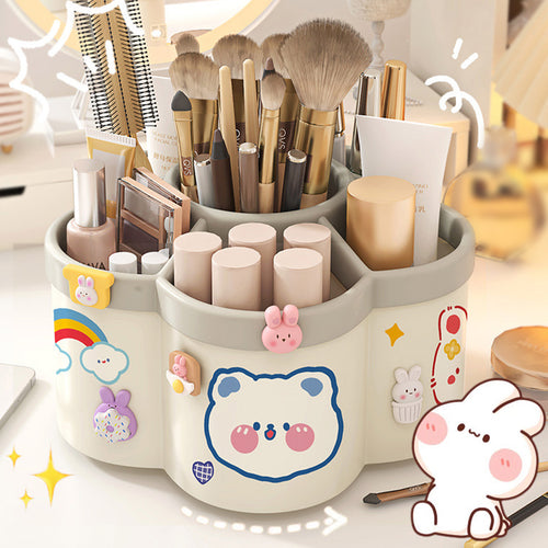 Rotating Desk Organizer – Large Capacity Pen & Makeup Brush Holder