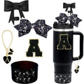 5-Piece Stanley Cup Accessories Set for 30oz & 40oz – Lid with Straw, Decorative Bow, Letter Sticker & Hanging Chain