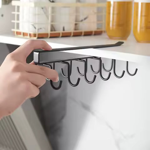 Double Row No-Drill Mug Hooks – Cabinet Shelf Cup & Mug Hanger Rack