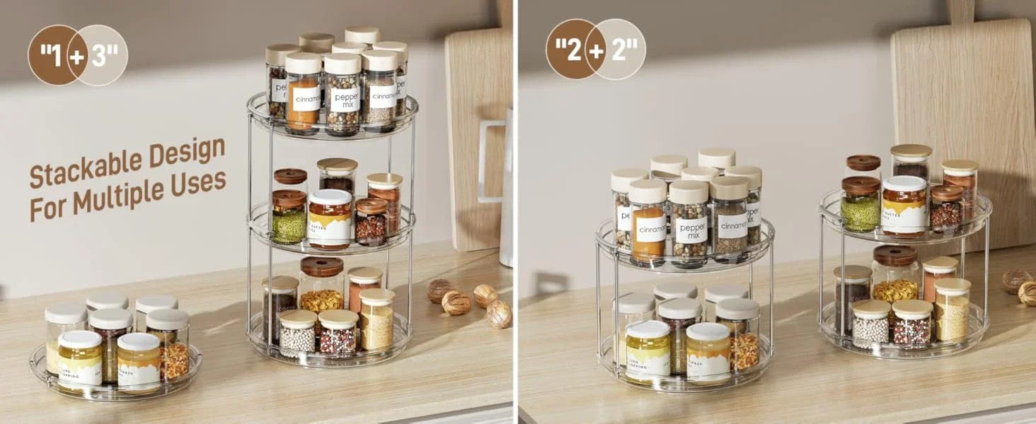 Premium Bamboo Kitchen Organizer – Minimalist Multi-Compartment Rack for Spices, Oils & Sauces