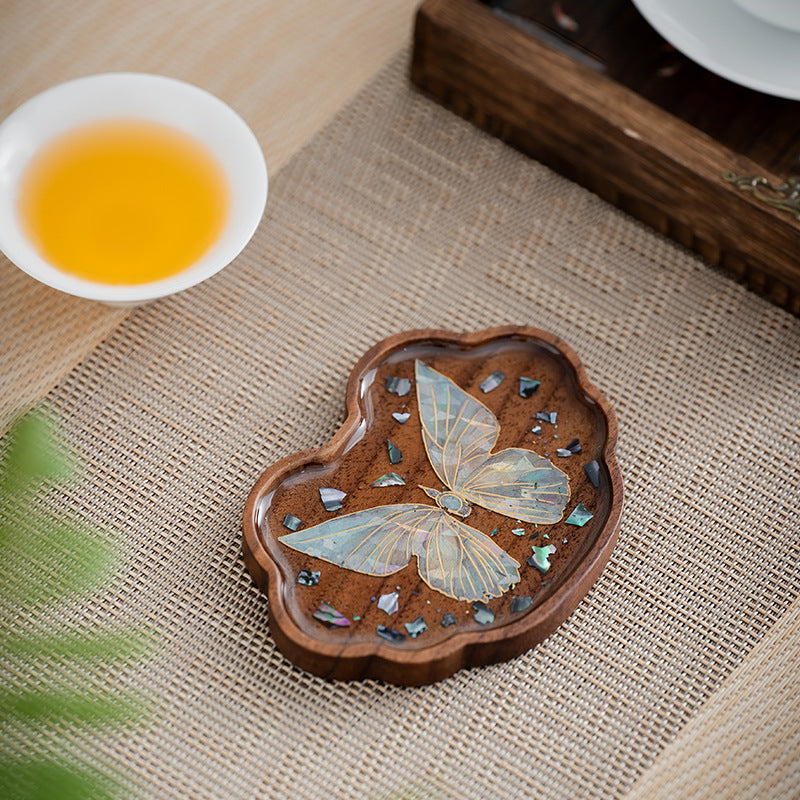 Handmade Resin River Coaster – Walnut & Ebony Wood Epoxy Cup Holder for Home Bar & Coffee Table