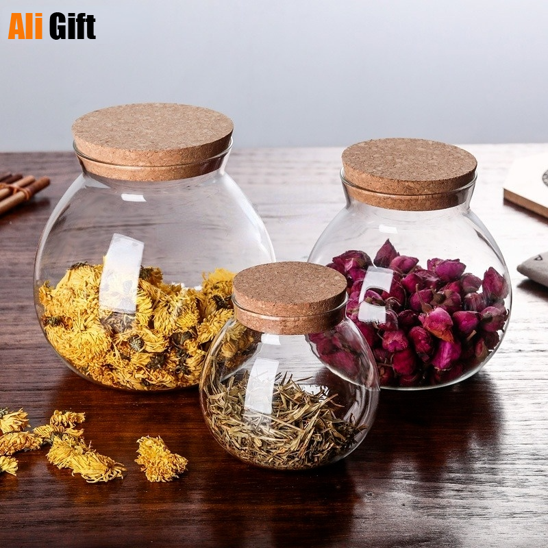 ZAKKA Glass Terrarium Jar with Wooden Lid – Moss Ball Micro Landscape Vase 1000/1800ml