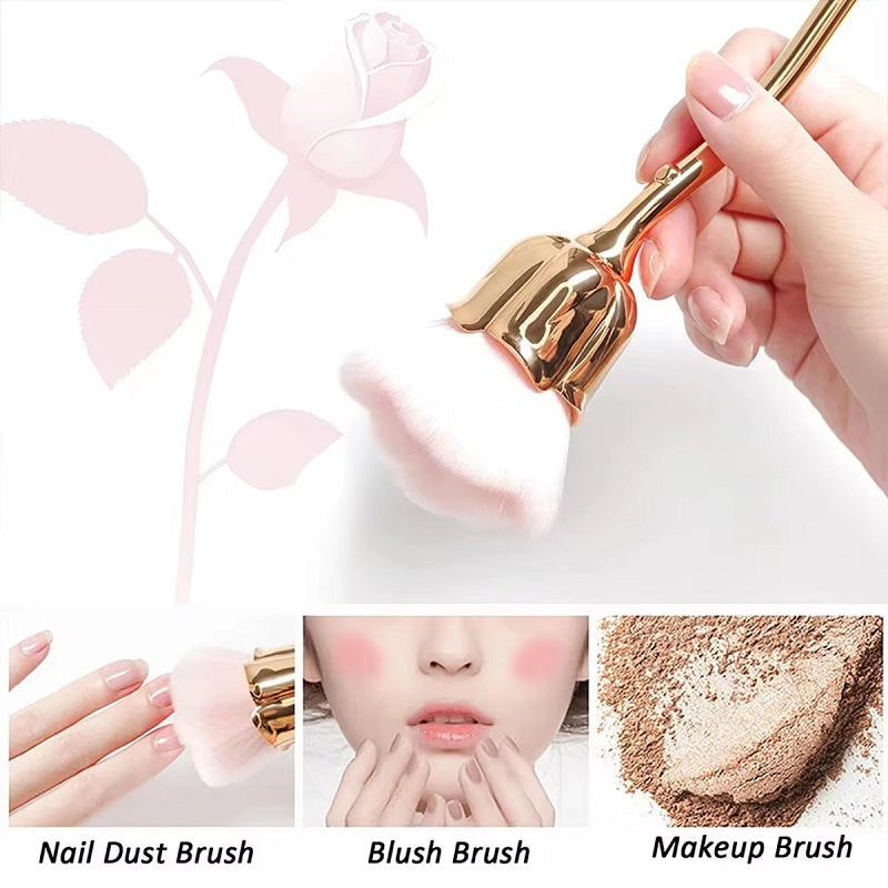 Floral Nail Art Brush Set – Gold & Pink Manicure Brushes for Gel Polish & Nail Design