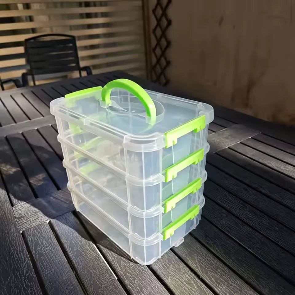 4-Layer Stackable Clear Plastic Drawer Organizers with Dividers