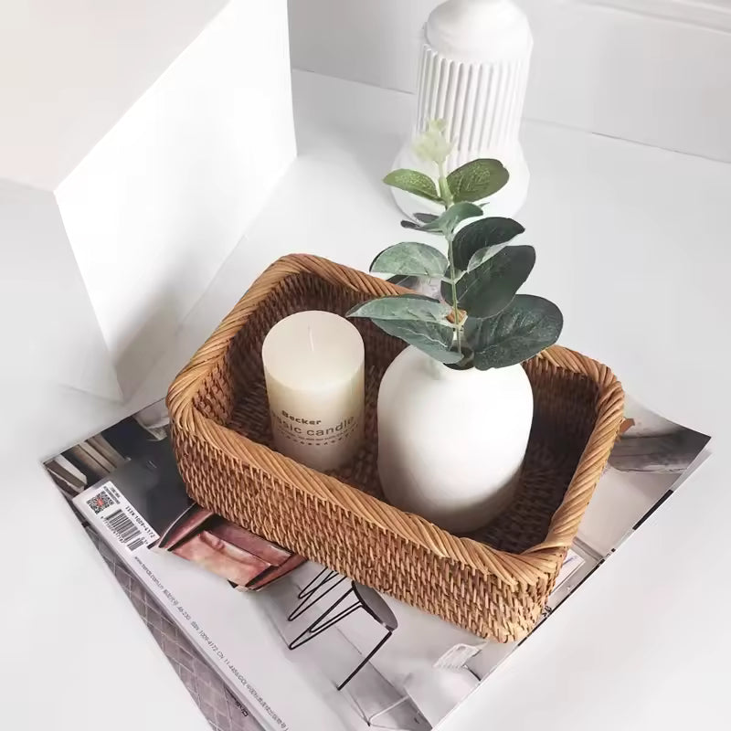 Handwoven Wicker Storage Basket – Multipurpose Tray for Fruits, Bread & Snacks