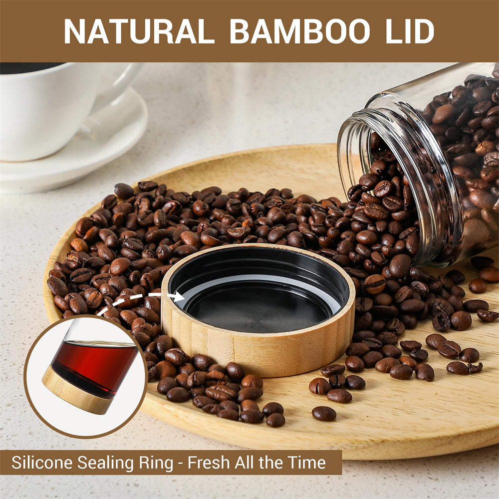Set of 4 Glass Jars with Bamboo Lids 473ml – Oats, Yogurt & Snacks