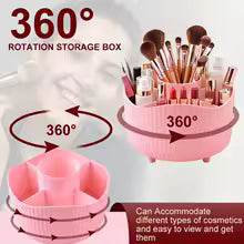 360° Rotating Makeup Organizer – Brush Holder, Lipstick & Jewelry Storage