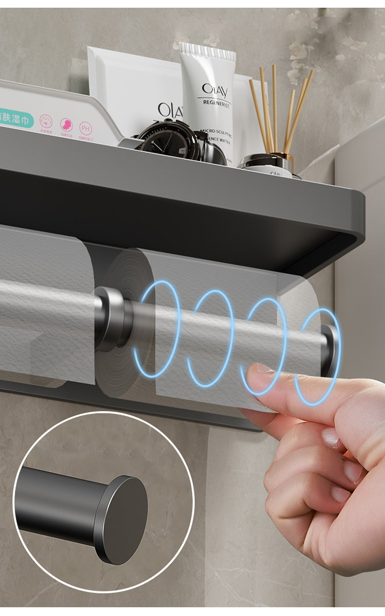 Wall-Mounted Toilet Paper Holder | Aluminum Alloy Bathroom Tissue Dispenser