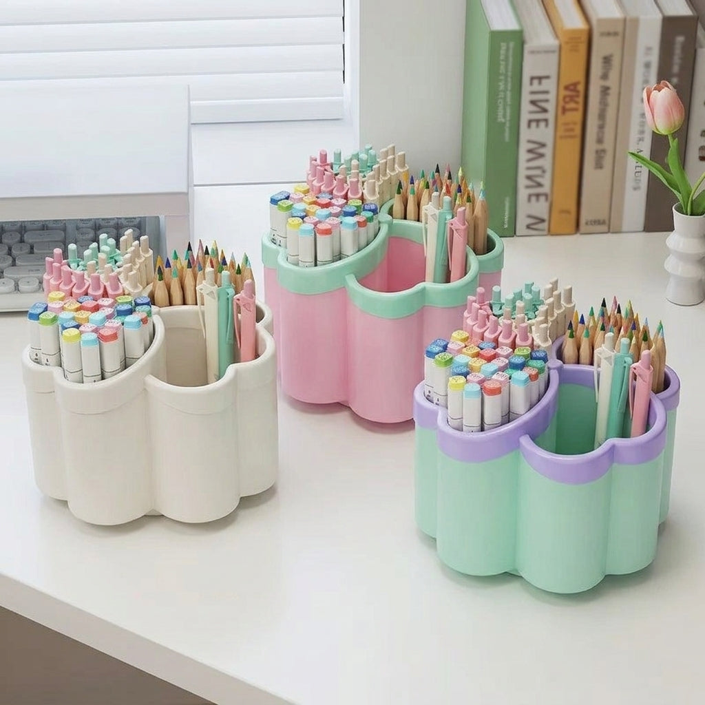 4-Compartment Desk Organizer Box – Office & Stationery Storage Container