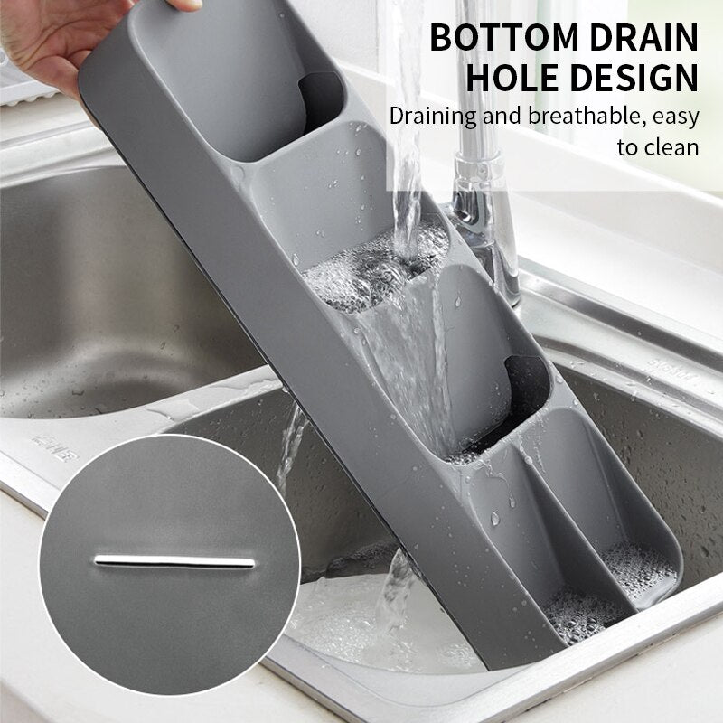 Cutlery Drawer Organizer Tray – Kitchen Utensil & Knife Holder with Spice Jar Compartments