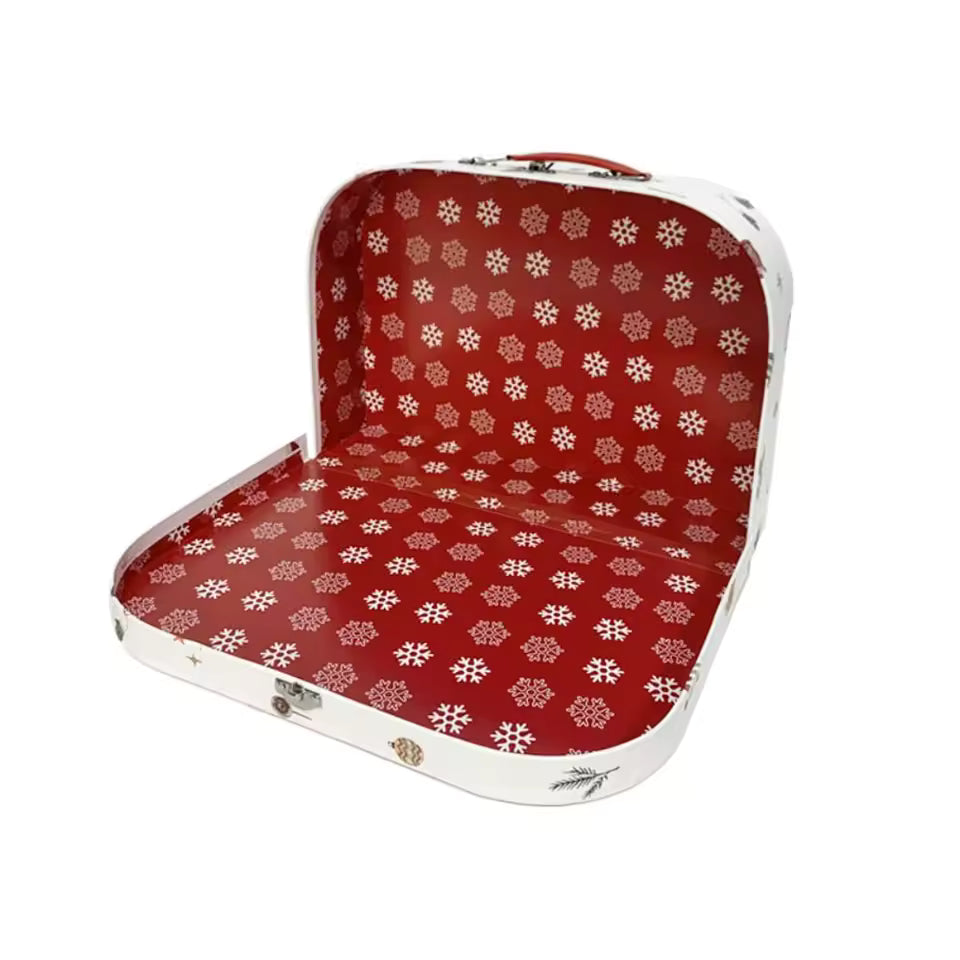 Christmas Suitcase Gift Box with Handle – Large Decorative Holiday Storage Box