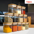 12-Pack Glass Storage Jars with Bamboo Lids – Kitchen Pantry Containers