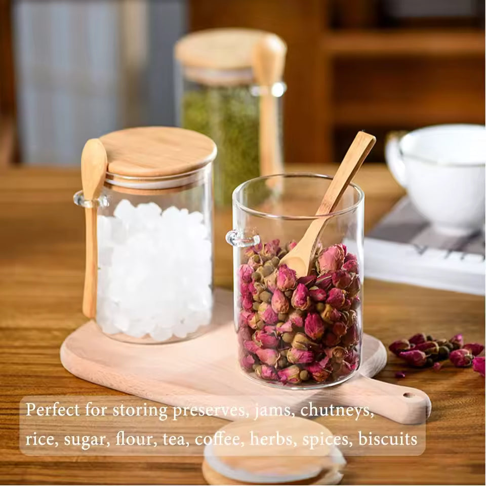 Airtight Glass Jars with Lids & Spoon – 16oz Overnight Oats Containers (1–4 Pack)