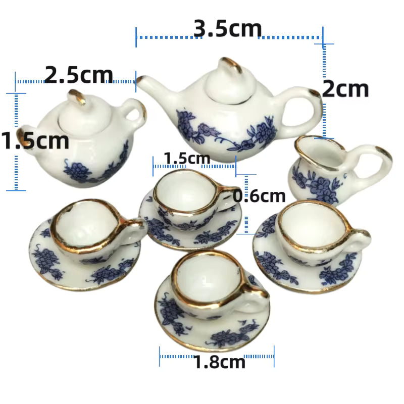 Mini Dollhouse Kitchen Accessories Set for BJD Dolls – Teapot, Cups, Tray, Pots & Cooking Utensils