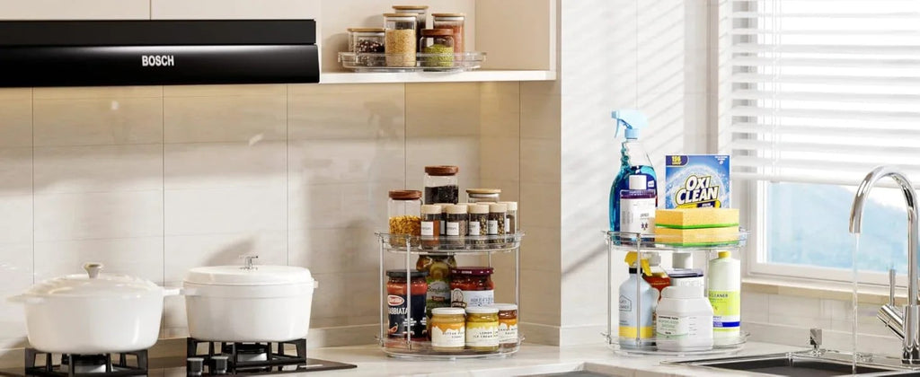 Premium Bamboo Kitchen Organizer – Minimalist Multi-Compartment Rack for Spices, Oils & Sauces