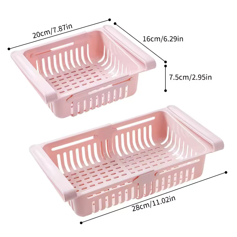 Expandable Fridge Organizer Drawer – Stackable Pull-Out Storage Bin for Refrigerator Shelves