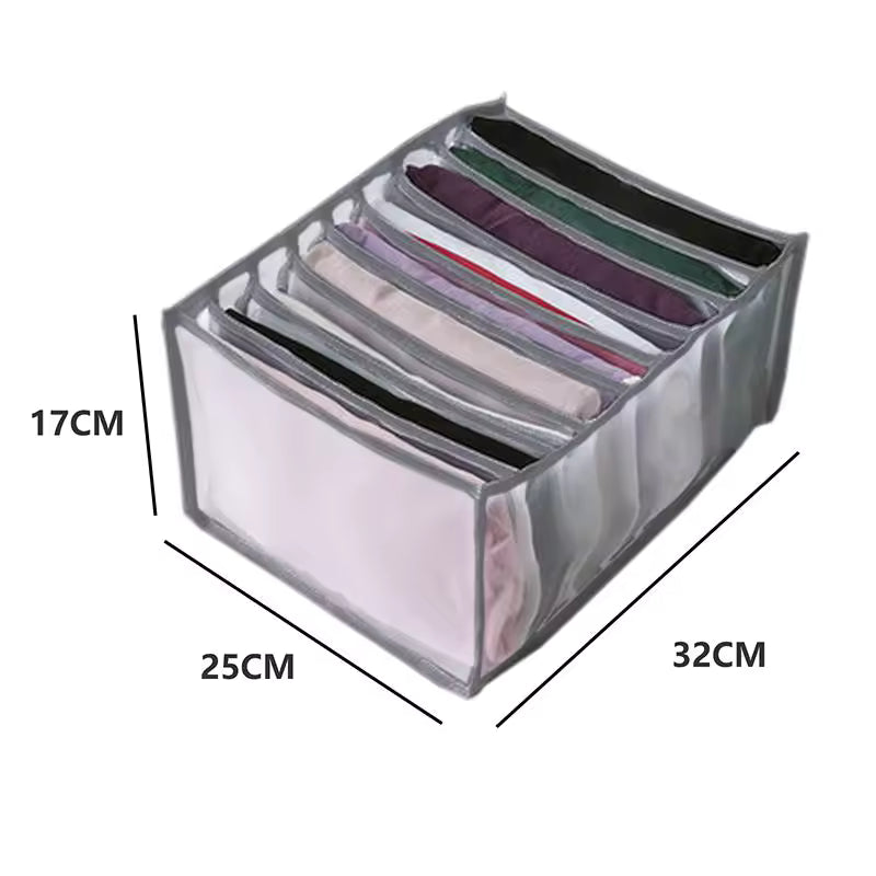 7-Compartment Clothing Organizer – Jeans, Pants & Socks Storage Box