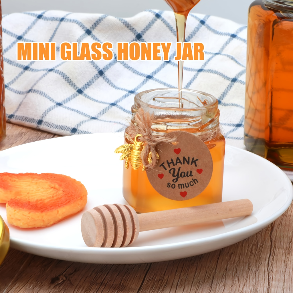 Mini Honey Jar Favors with Dipper – Hexagon Glass Jars for Wedding, Baby Shower & Party Gifts (12/20/ PCS)