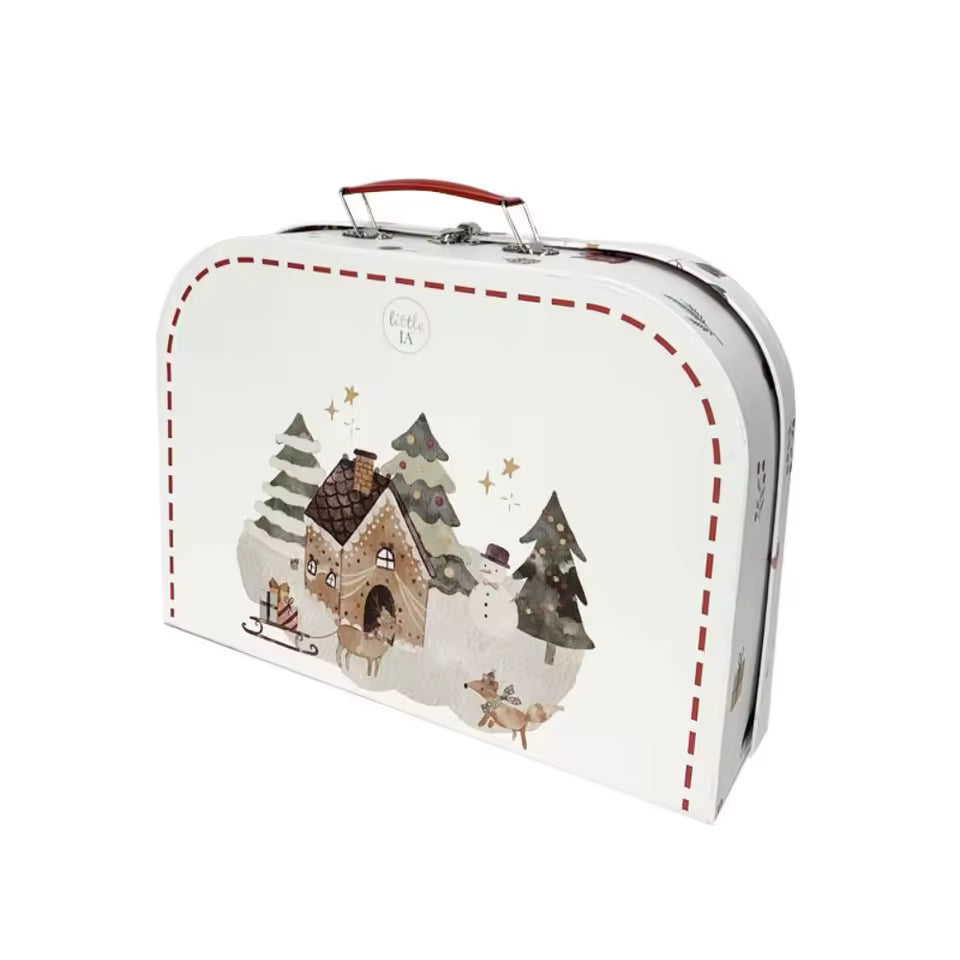 Christmas Suitcase Gift Box with Handle – Large Decorative Holiday Storage Box