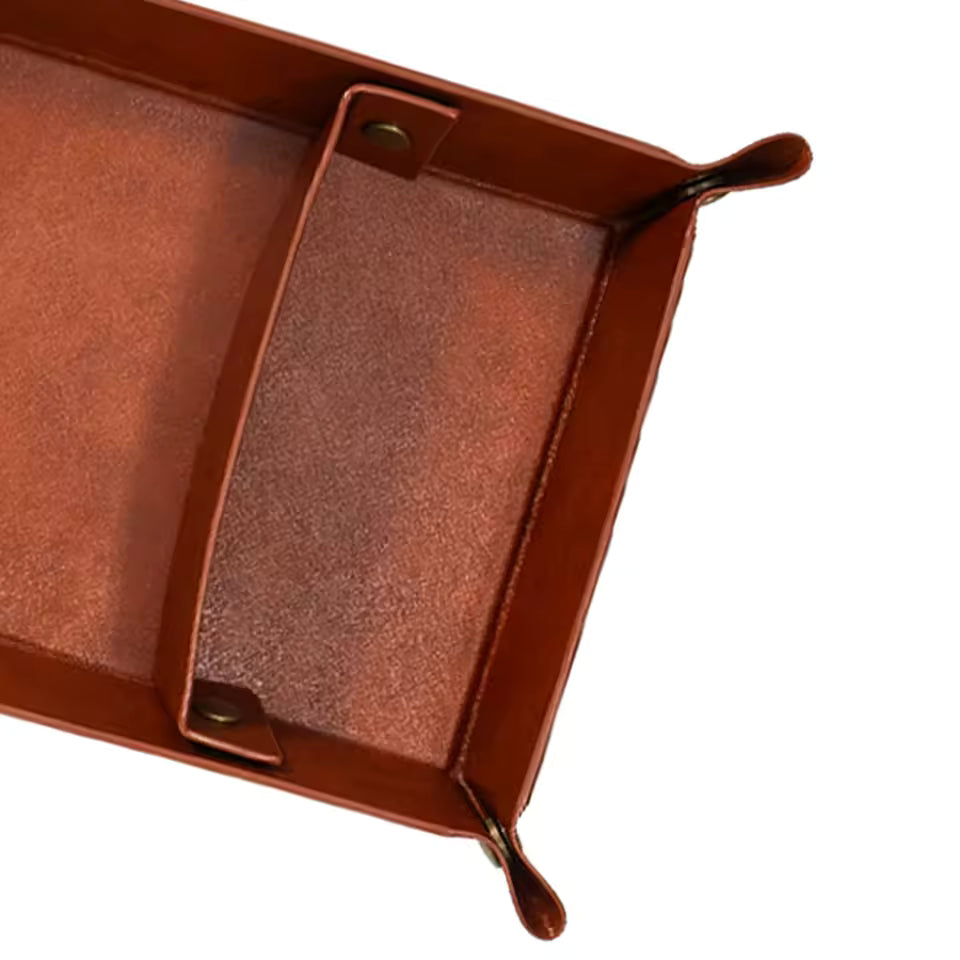 Genuine Leather Organizer Tray – Elegant Desk Accessory for Men & Women