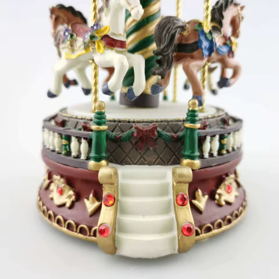 Carousel Music Box – Christmas Gift – Creative Resin Craft – Decorative Rotating Ornament