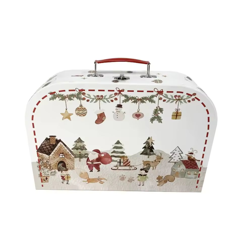 Christmas Suitcase Gift Box with Handle – Large Decorative Holiday Storage Box