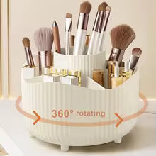 360° Rotating Makeup Organizer – Brush Holder, Lipstick & Jewelry Storage