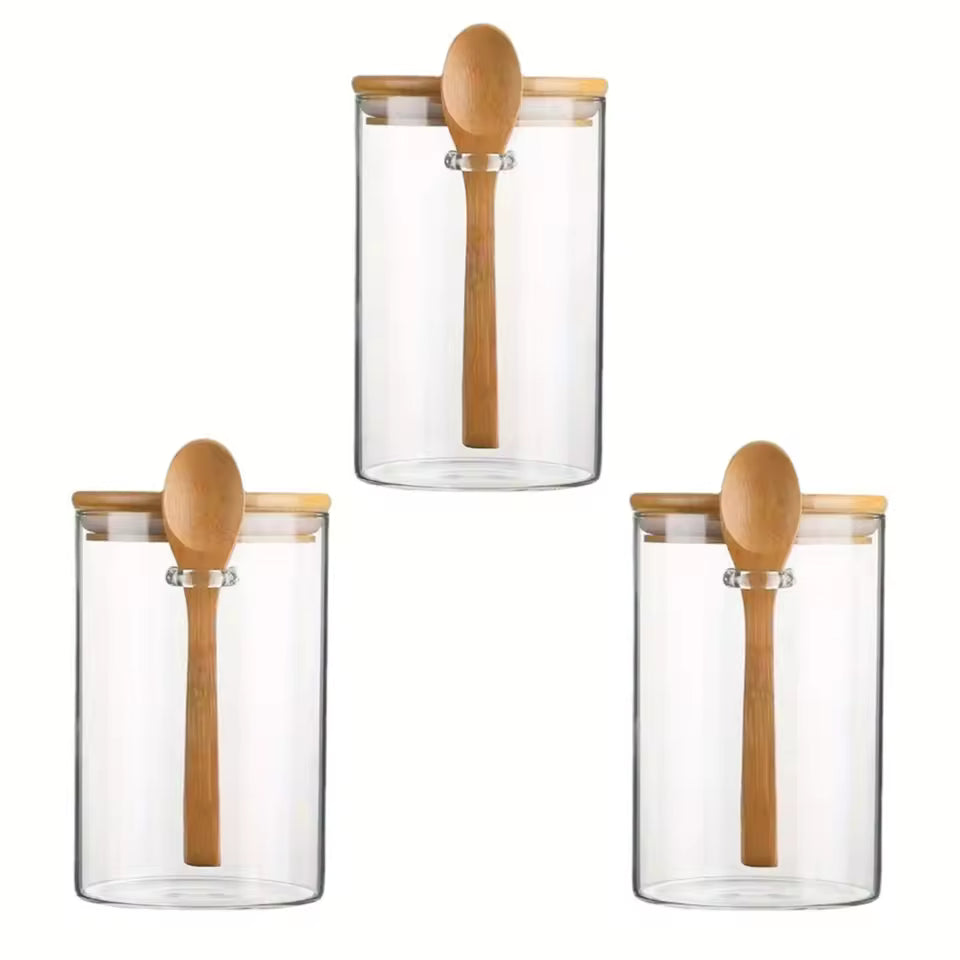 Airtight Glass Jars with Lids & Spoon – 16oz Overnight Oats Containers (1–4 Pack)