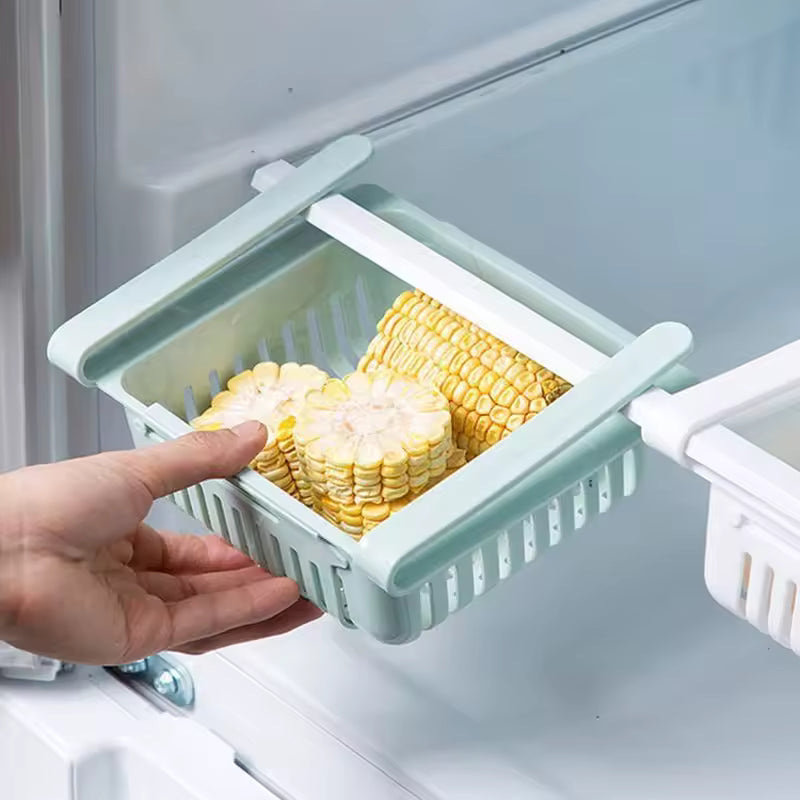 Expandable Fridge Organizer Drawer – Stackable Pull-Out Storage Bin for Refrigerator Shelves