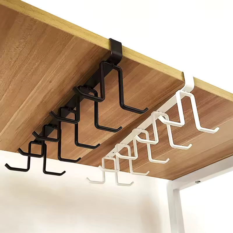 Double Row No-Drill Mug Hooks – Cabinet Shelf Cup & Mug Hanger Rack