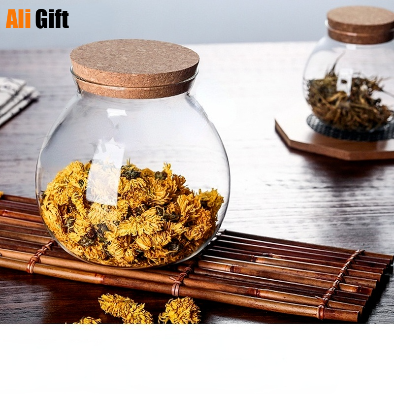 ZAKKA Glass Terrarium Jar with Wooden Lid – Moss Ball Micro Landscape Vase 1000/1800ml
