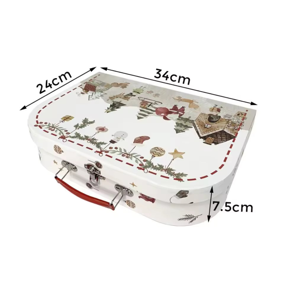 Christmas Suitcase Gift Box with Handle – Large Decorative Holiday Storage Box