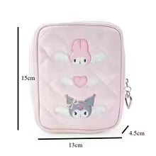 Sanrio Dream Angel Pink Diamond Storage Bag – Kuromi, My Melody & Hello Kitty Embroidered Organizer Pouch