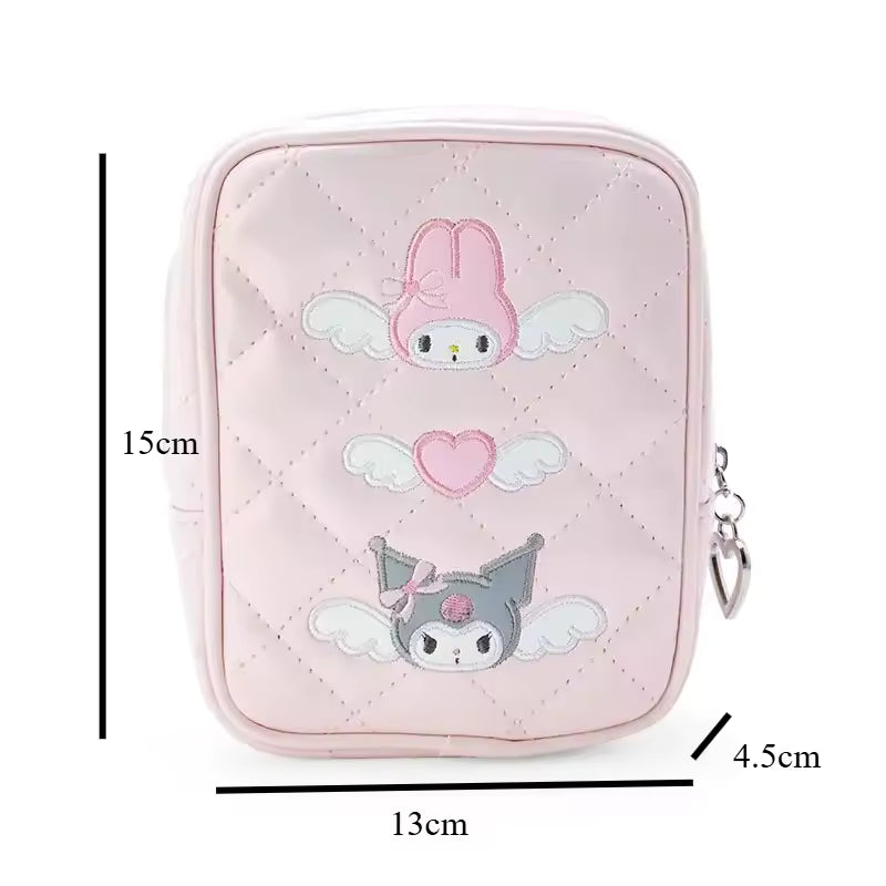Sanrio Dream Angel Pink Diamond Storage Bag – Kuromi, My Melody & Hello Kitty Embroidered Organizer Pouch