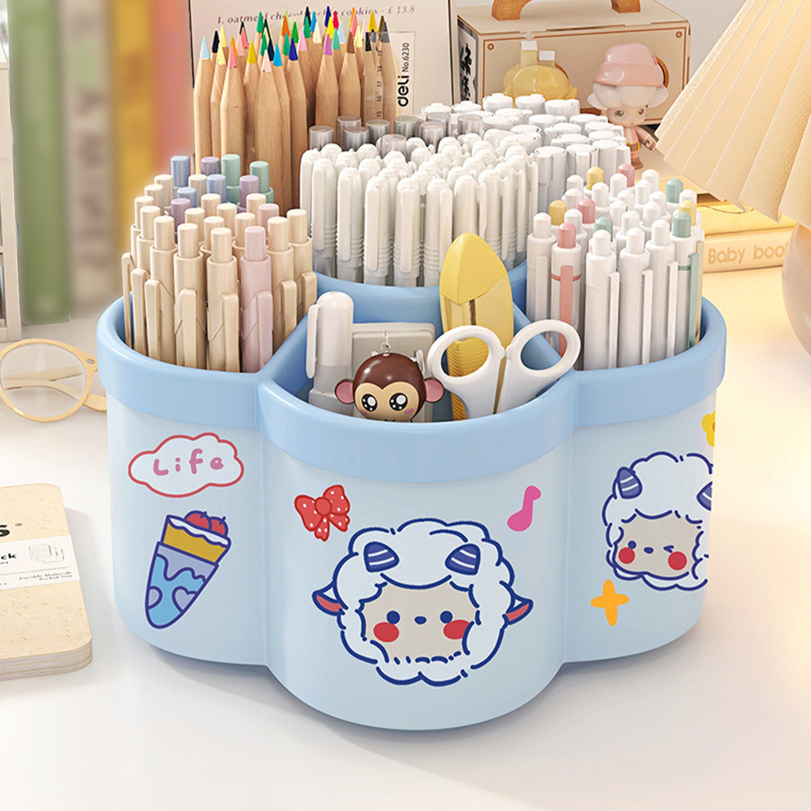 Rotating Desk Organizer – Large Capacity Pen & Makeup Brush Holder