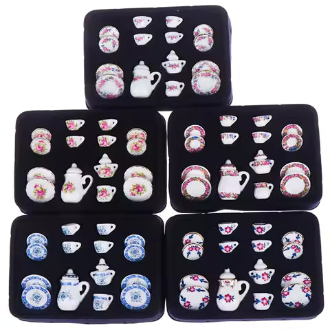 Mini Dollhouse Kitchen Accessories Set for BJD Dolls – Teapot, Cups, Tray, Pots & Cooking Utensils