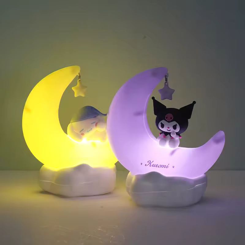 Authentic LED Sanrio Night Light – Kuromi & Cinnamoroll Crescent Dream Decor
