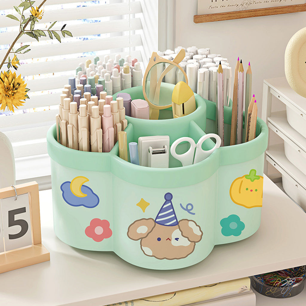 Rotating Desk Organizer – Large Capacity Pen & Makeup Brush Holder