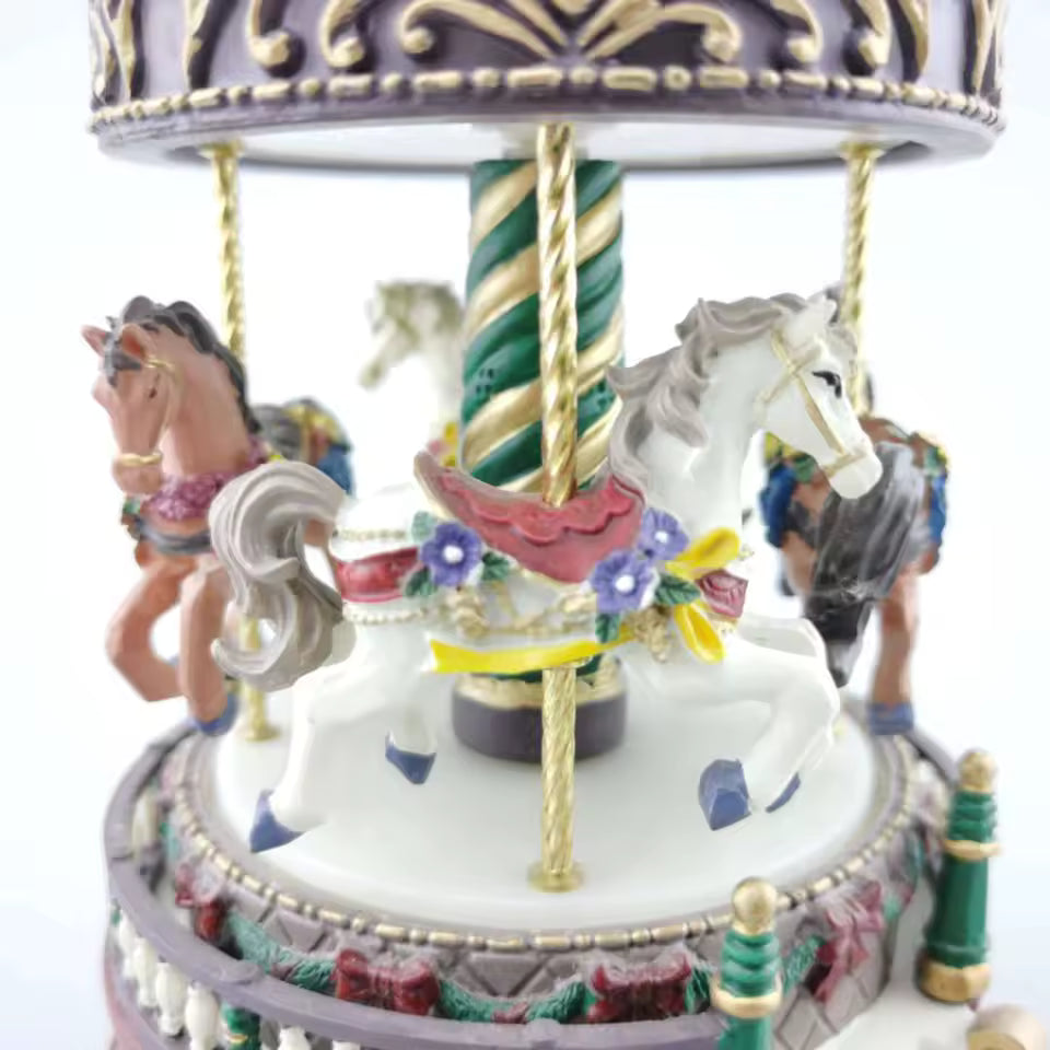 Carousel Music Box – Christmas Gift – Creative Resin Craft – Decorative Rotating Ornament