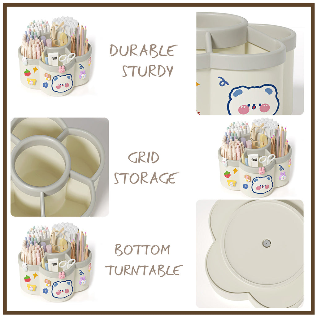 Rotating Desk Organizer – Large Capacity Pen & Makeup Brush Holder