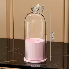 360° Rotating Makeup Brush Organizer with Transparent Dustproof Cover – Waterproof Cosmetic Storage Box