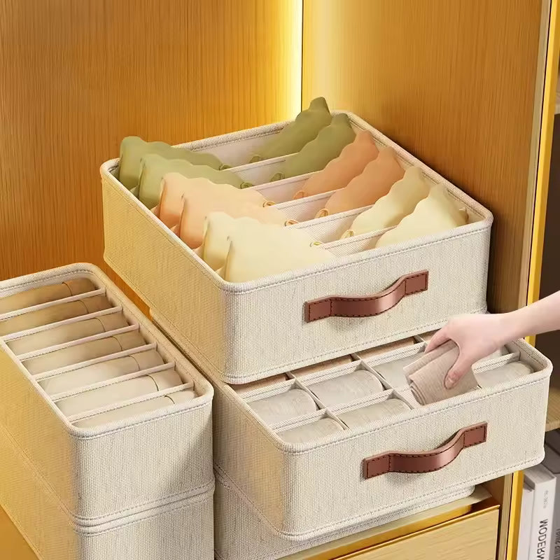 Set of 5 Fabric Drawer Organizers – Foldable Storage Boxes with Dividers for Underwear, Socks & Bras