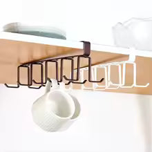 Double Row No-Drill Mug Hooks – Cabinet Shelf Cup & Mug Hanger Rack
