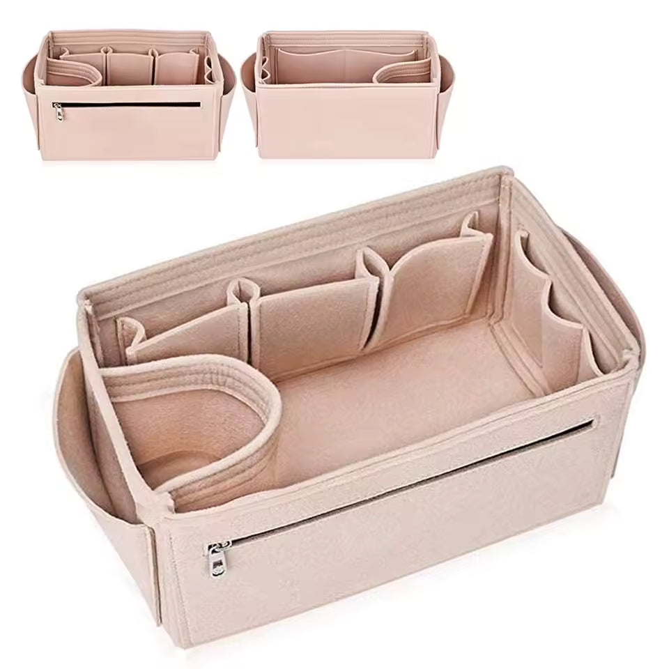Felt Makeup Organizer Bag Insert | Travel Cosmetic Pouch for Speedy & Neverfull