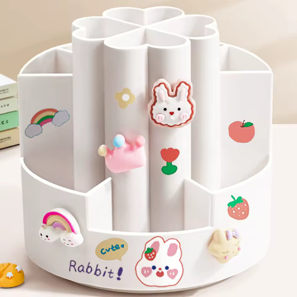 Rotating Desk Organizer – Large Capacity Pen & Makeup Brush Holder