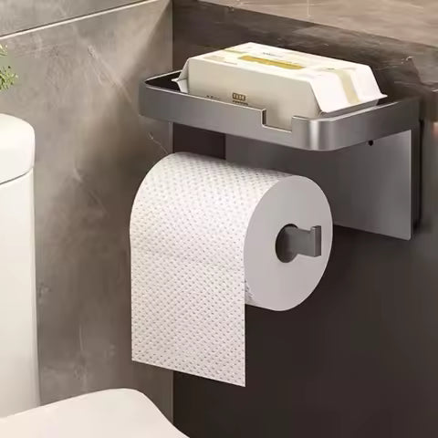 Wall-Mounted Toilet Paper Holder | Aluminum Alloy Bathroom Tissue Dispenser